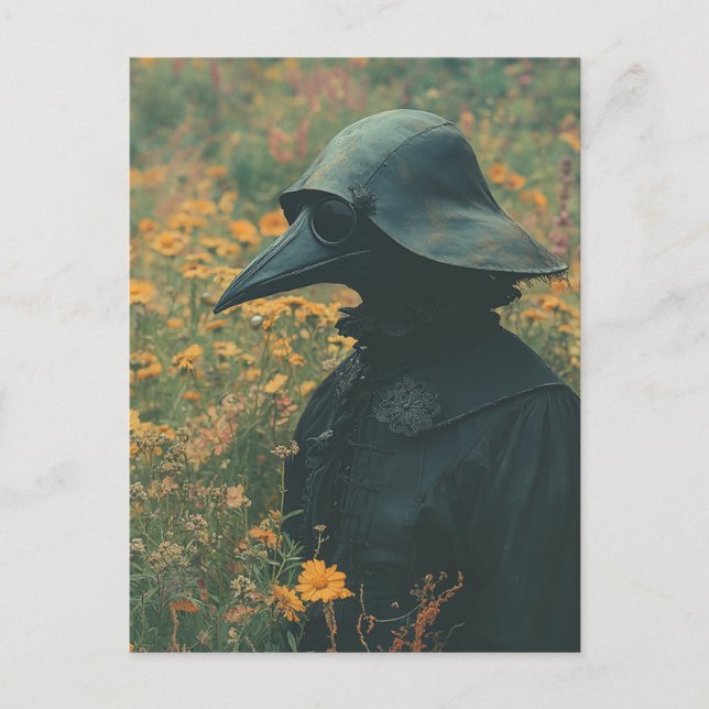 The Scary Plague Doctor in the Retro Meadow Vykort (Framsida)