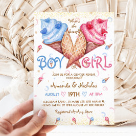 The Scoop Rosa Blue Summer Gender Reveal Inbjudningar