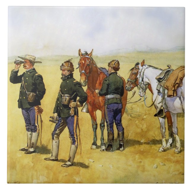 ”The Scouting Party” av Frederic Remington Kakelplatta (Framsidan)
