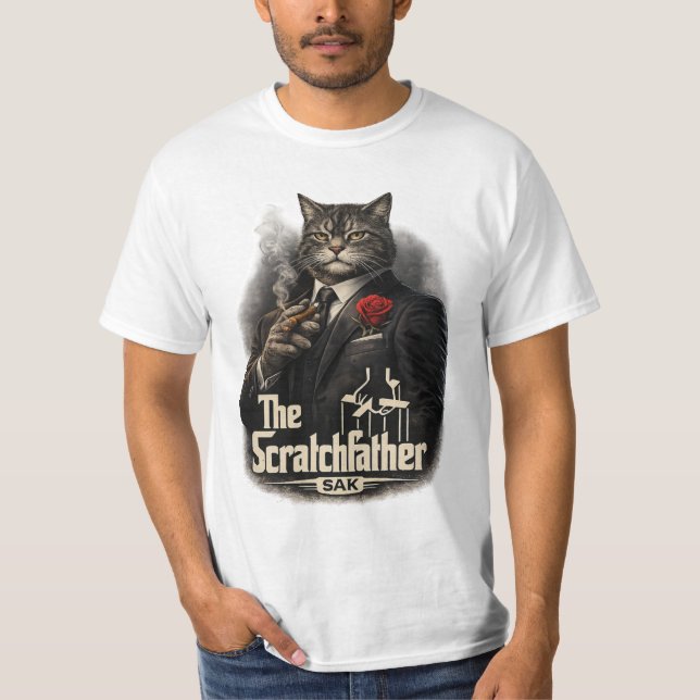 The Scratchfather | Mafia Cat Parody T-Shirt | SAK (Framsida)