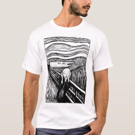 The Scream by Edvard Munch – Black Line Art  T Shirt