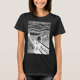 The Scream by Edvard Munch – White Line Art  T Shirt
