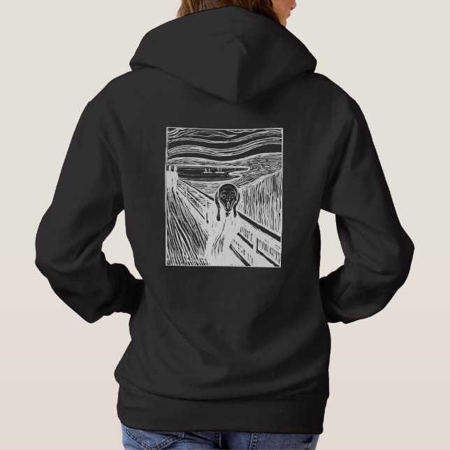 The Scream by Edvard Munch – White Line Art T Shirt (Baksida)