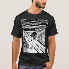 The Scream by Edvard Munch – White Line Art T Shirt
