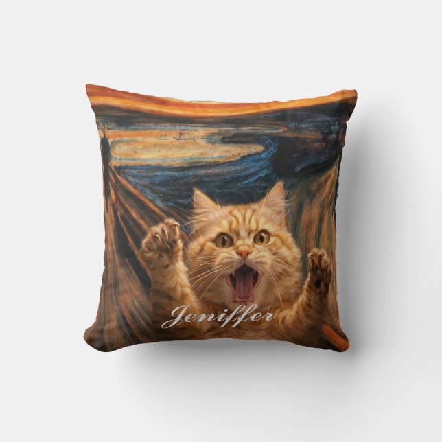 The Scream Cat Parody Art                          Kudde (Framsida)