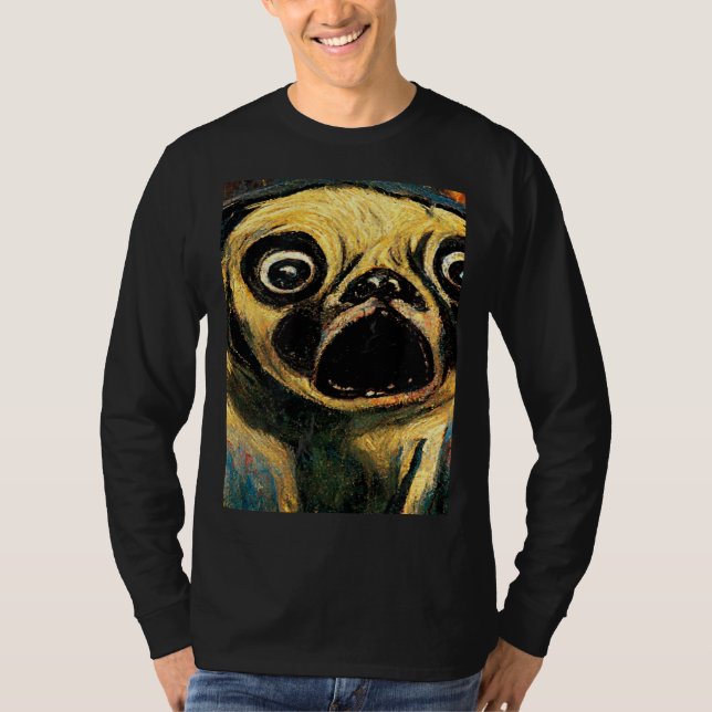 The Scream Pug Version  Cute Dog T Shirt (Framsida)