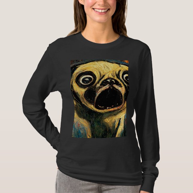 The Scream Pug Version  Cute Dog T Shirt (Framsida)