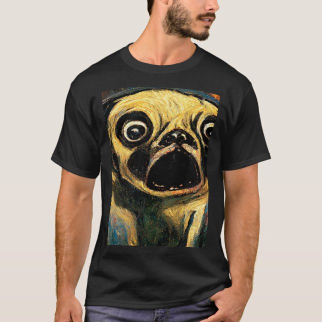 The Scream Pug Version  Cute Dog T Shirt (Framsida)