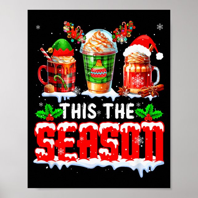 The Season Christmas Three Santa Reindeer Elf Coff Poster (Framsidan)