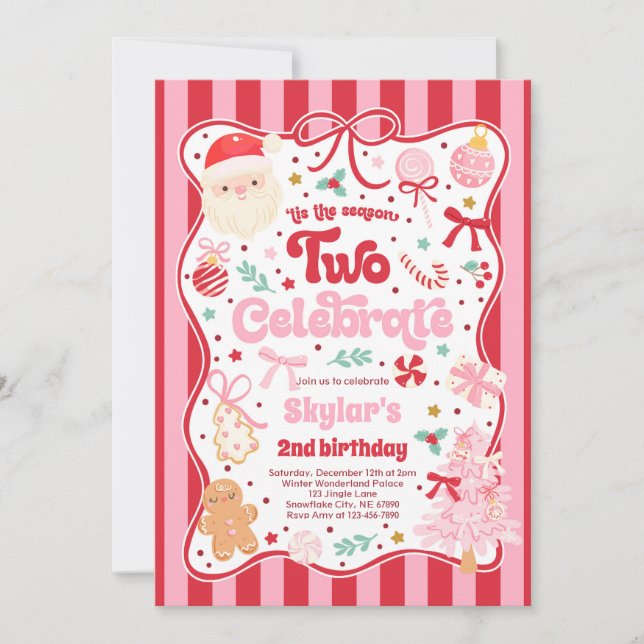 The Season Two Celebrate Christmas 2nd Birthday Inbjudningar (Framsida)