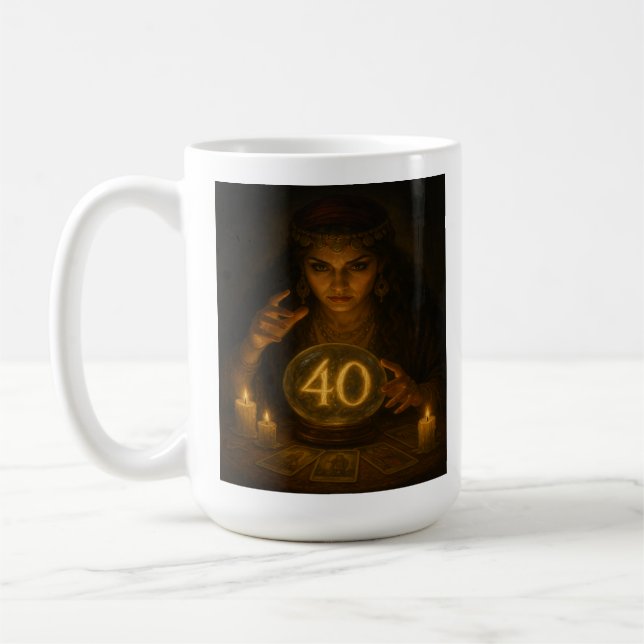 The Seer of 40: Birthday Oracle Mugg (Vänster)