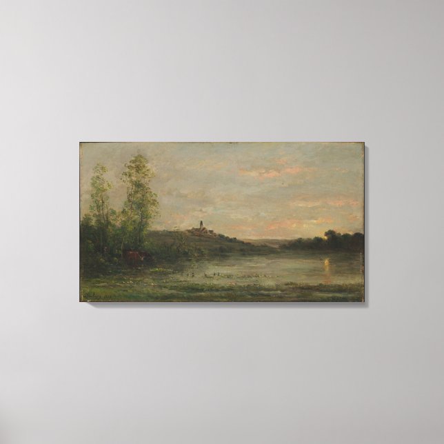 The Seine Morgon Charles-François Daubigny Canvastryck (Framsida)