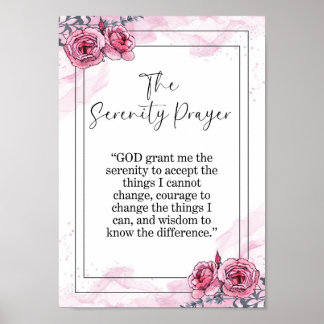 The Serenity Prayer, kristen blomsterkonsttryck på Poster