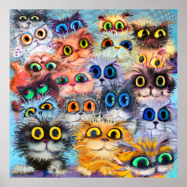 The set of cats portraitsart,portrait,animal,abstr poster (Framsidan)