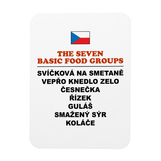 The Seven Basic Food Groups Funny Czech Magnet (Vertikal)
