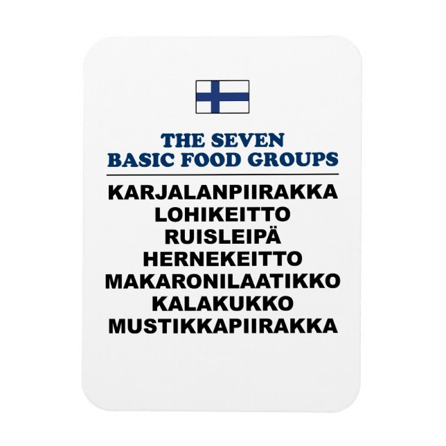 The Seven Basic Food Groups Funny Finnish Magnet (Vertikal)