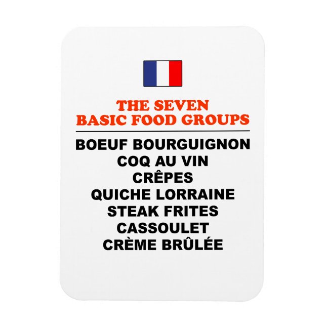 The Seven Basic Food Groups Funny French Magnet (Vertikal)