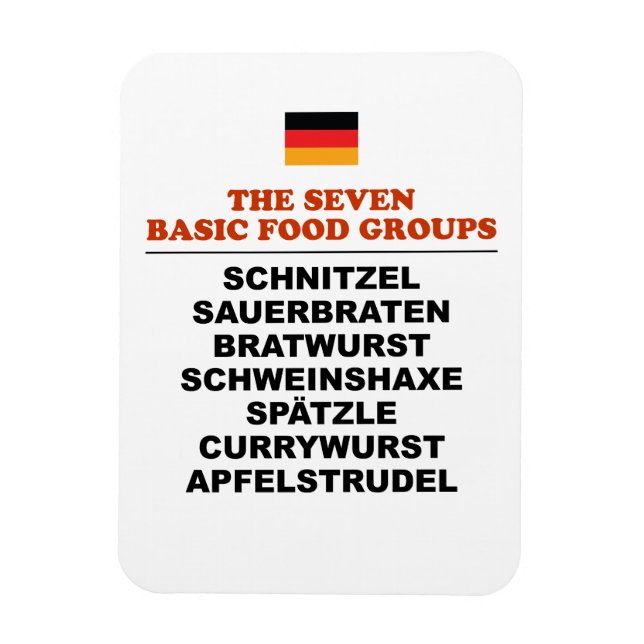 The Seven Basic Food Groups Funny German Magnet (Vertikal)