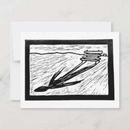 The Shape of Waiting Linocut OSA Kort