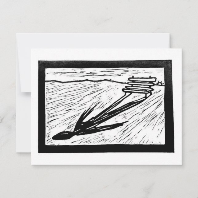 The Shape of Waiting Linocut OSA Kort (Framsida)