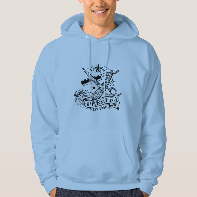 The Sharp Edge | Old-School Barber Flash Grafik T Hoodie (Framsida)