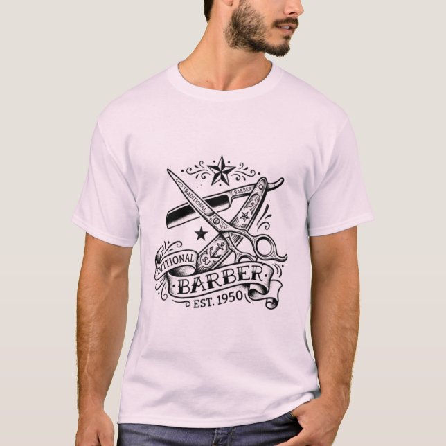 The Sharp Edge | Old-School Barber Flash Grafik T Shirt (Framsida)