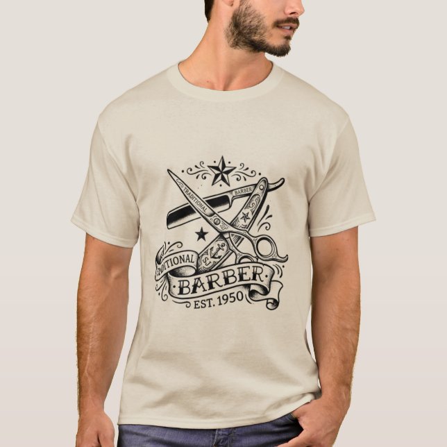 The Sharp Edge | Old-School Barber Flash Grafik T Shirt (Framsida)