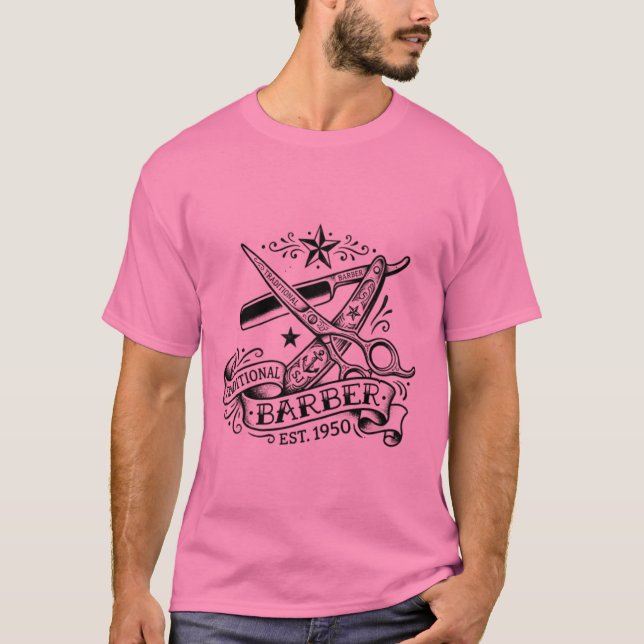 The Sharp Edge | Old-School Barber Flash Grafik T Shirt (Framsida)