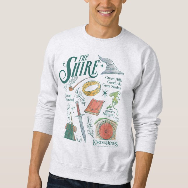 THE SHIRE™ Akvarellkollagegrafik Lång Ärmad Tröja (Framsida)