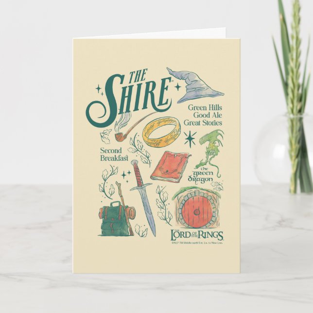 THE SHIRE™ Vattenfärgskollagegrafik Kort (Framsida)