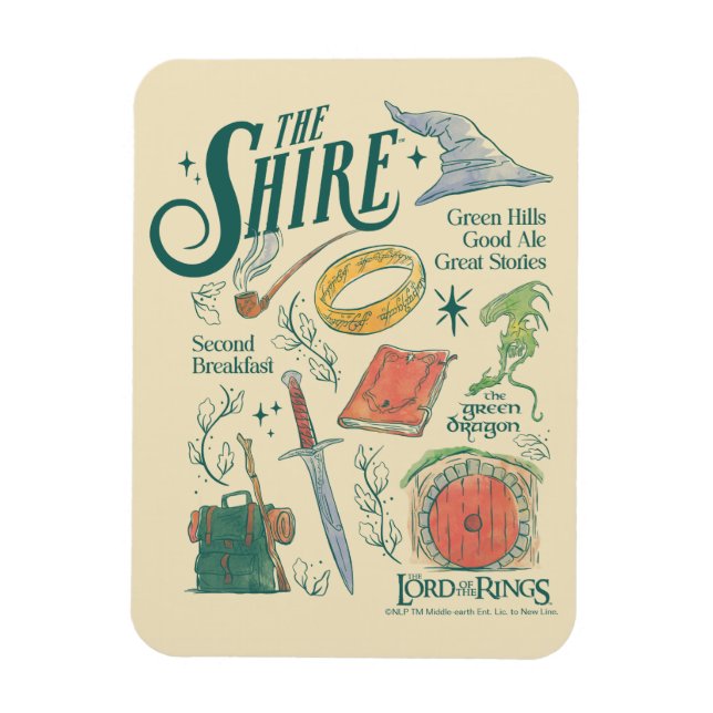 THE SHIRE™ Vattenfärgskollagegrafik Magnet (Vertikal)