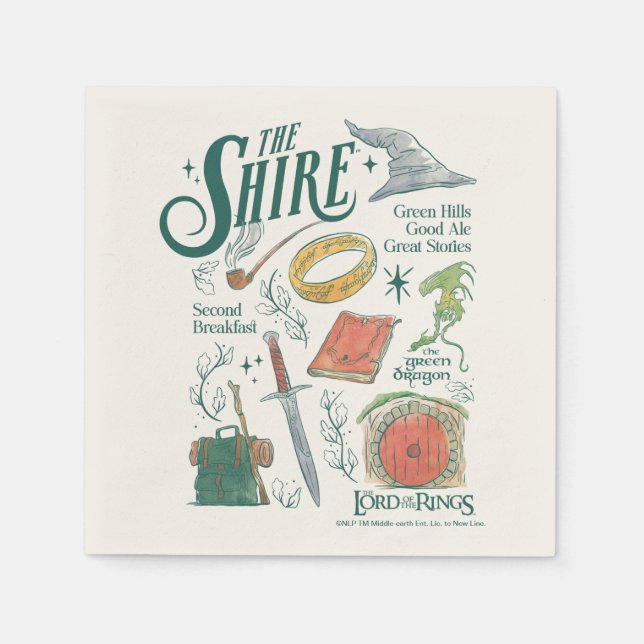 THE SHIRE™ Vattenfärgskollagegrafik Pappersservett (Framsidan)