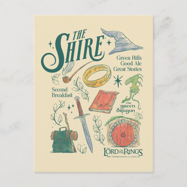 THE SHIRE™ Vattenfärgskollagegrafik Vykort (Framsida)