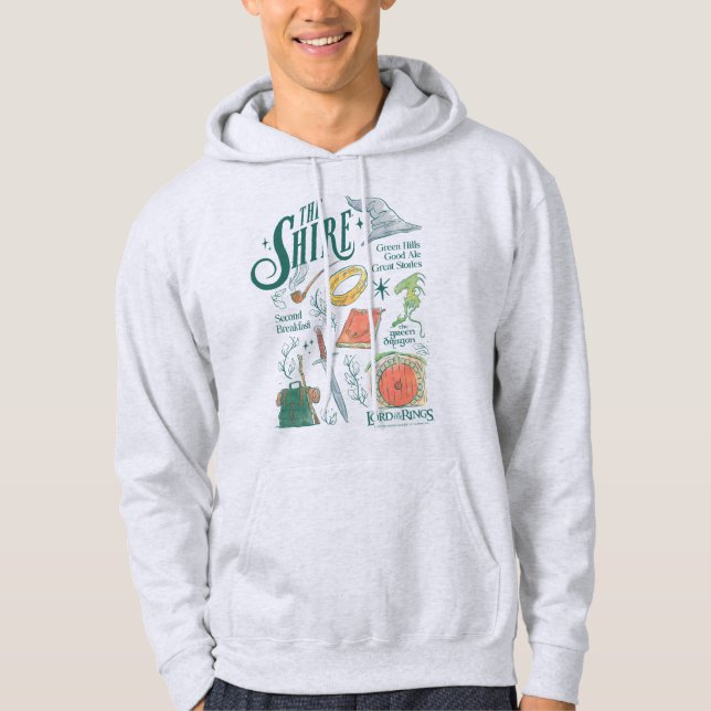THE SHIRE™ Watercolor Collage Graphic Hoodie (Framsida)