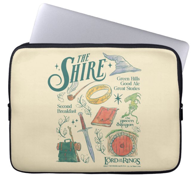 THE SHIRE™ Watercolor Collage Graphic Laptop Fodral (Framsidan)