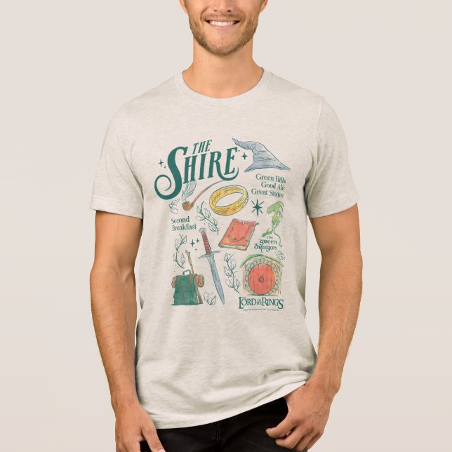 THE SHIRE™ Watercolor Collage Graphic T Shirt (Framsida)