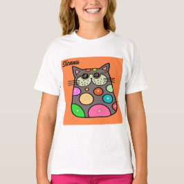 The Shirt for Young Girl with Crazy Cat T Shirt