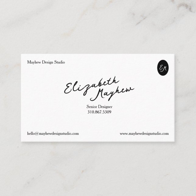 The Signature Script - minimalistisk visitkort (Framsida)