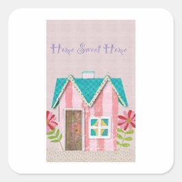 The Signature Whimsy (Pink & Teal) Fyrkantigt Klistermärke