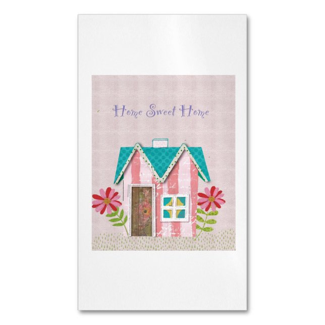 The Signature Whimsy (Pink & Teal) Magnetiska Visitkort (Framsida vertikal)
