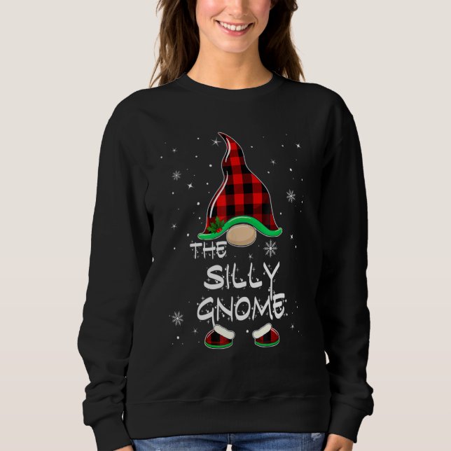 The Silly Gnome Red Buffalo Plaid Christmas Pajama T Shirt (Framsida)