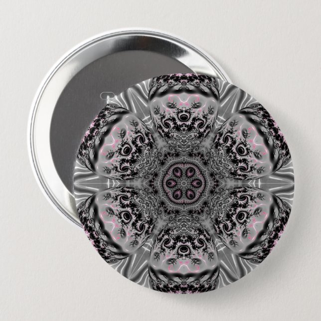 The Silver Fractal Garden Knapp (Framsida & baksida)