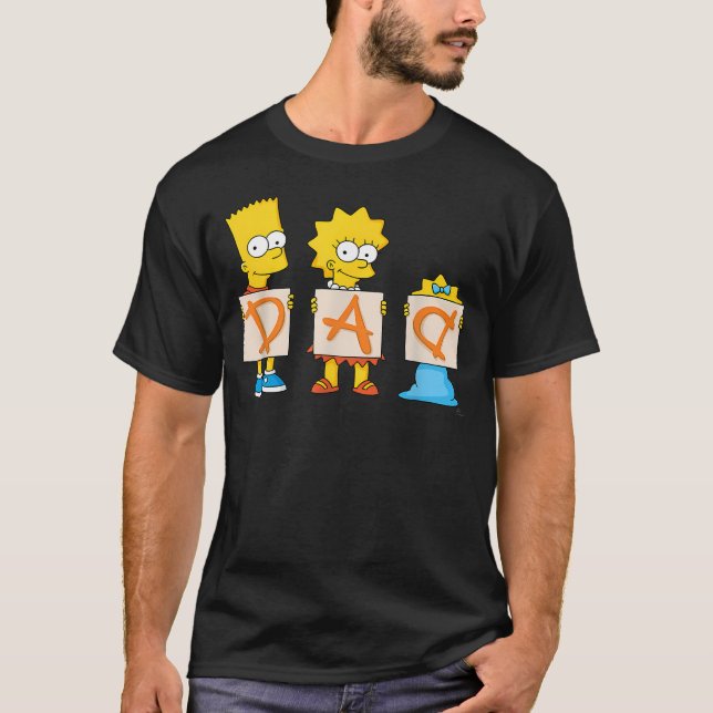 The Simpsons Fars Dag Bart Lisa Maggie Pappa T Shirt (Framsida)