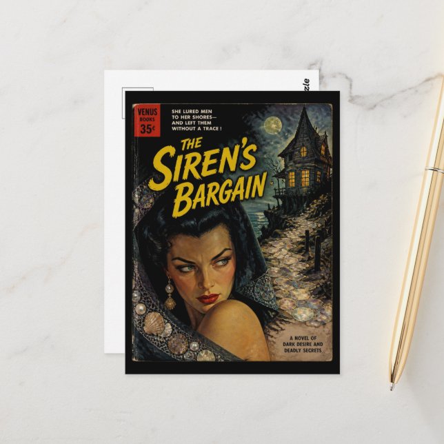 The Sirens Bargain Fantasy Skräck Bokomslag Vykort (Fram/Back In Situ)