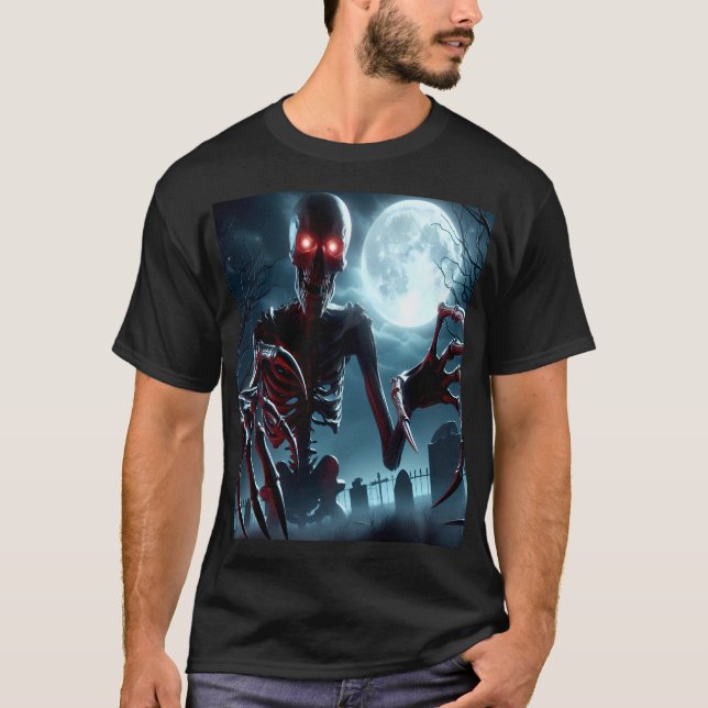 The Skeleton's Rise Under the Full Moon T Shirt (Framsida)