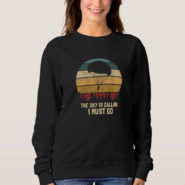 The Sky Is Calling I Must Go  Retro Skydiving Pres T Shirt (Framsida)