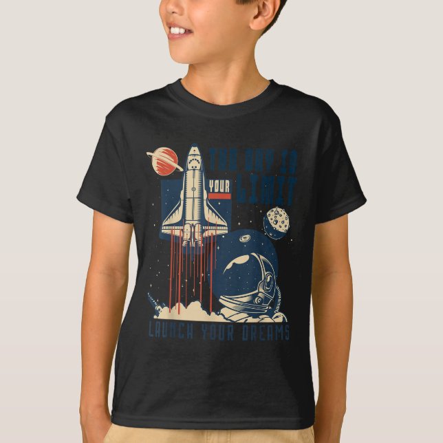 The Sky Is Your Limit Space Rocket Shuttle Motivat T Shirt (Framsida)