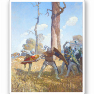 The Slay of Herr Lamorak, c. 1922 av N.C. Wyeth Klistermärken