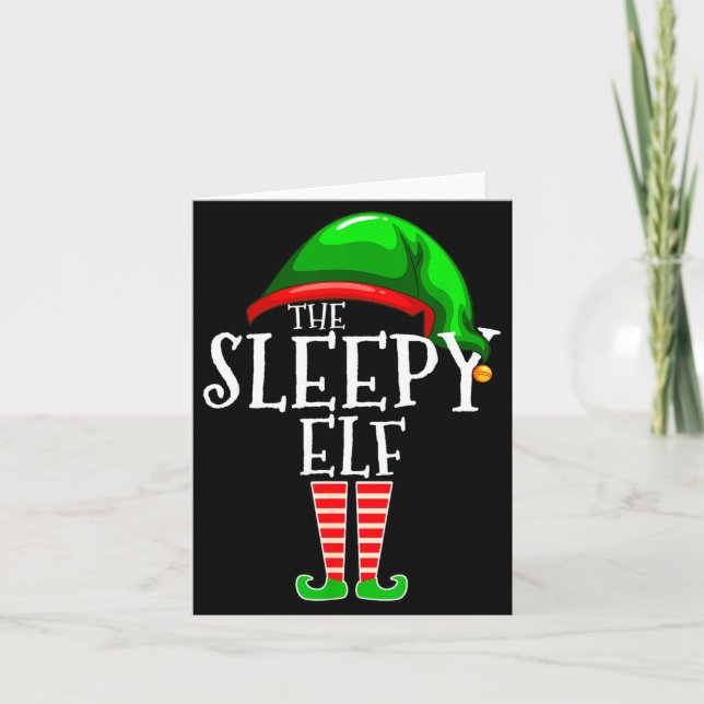 The Sleepy Elf Group Matching Family Christmas Gif Kort (Framsida)