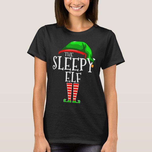 The Sleepy Elf Group Matching Family Christmas Gif T Shirt (Framsida)